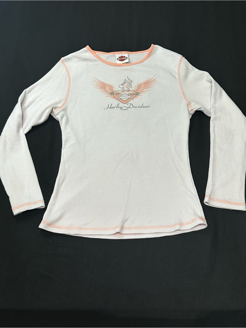 Harley-Davidson Women's M Vintage Long Sleeve Thermal 2004 Winged Heart Sheriff - Picture 3 of 13